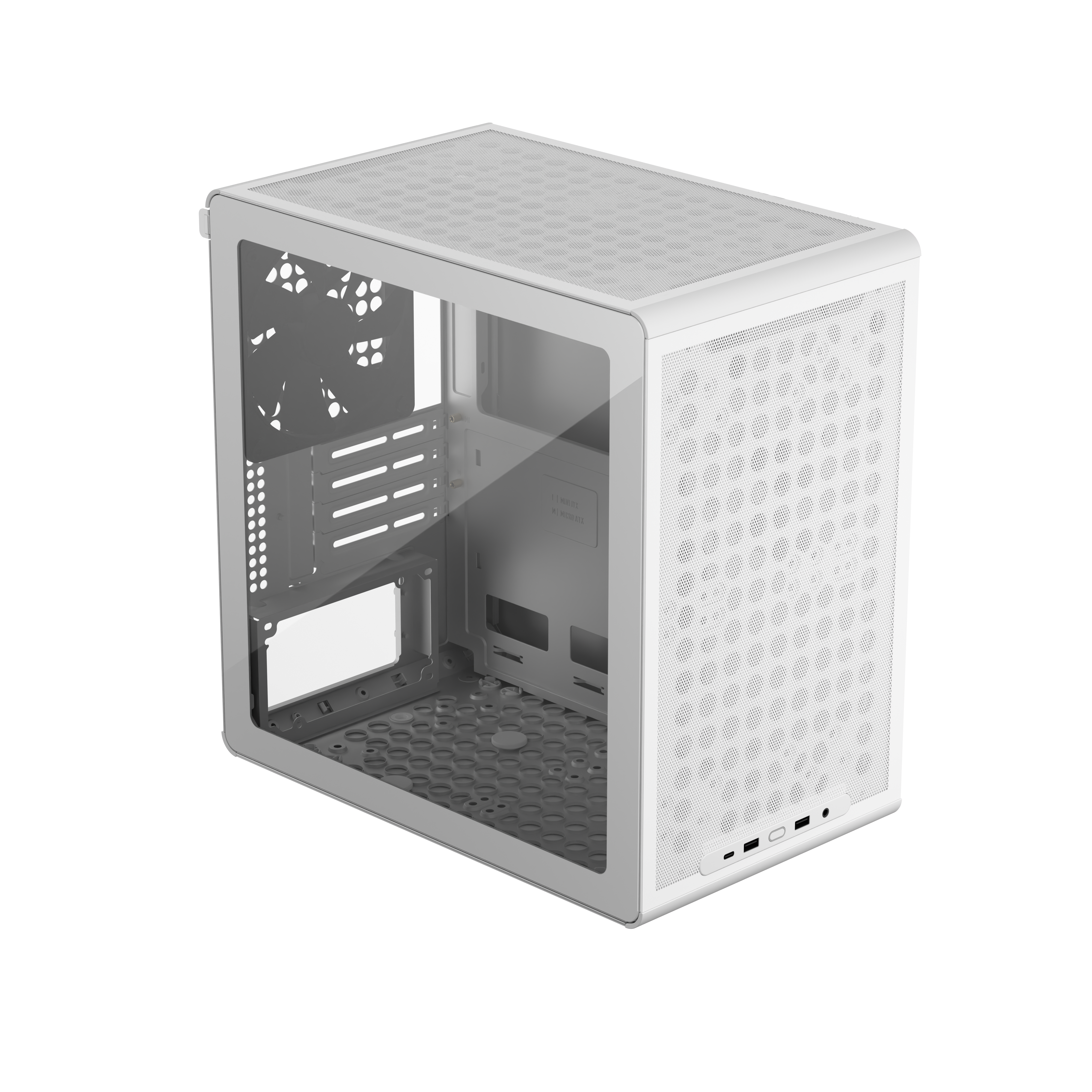 Cooler Master Q300L V3 White con superfici mesh frontale e superiore predisposte per ventole e radiatori