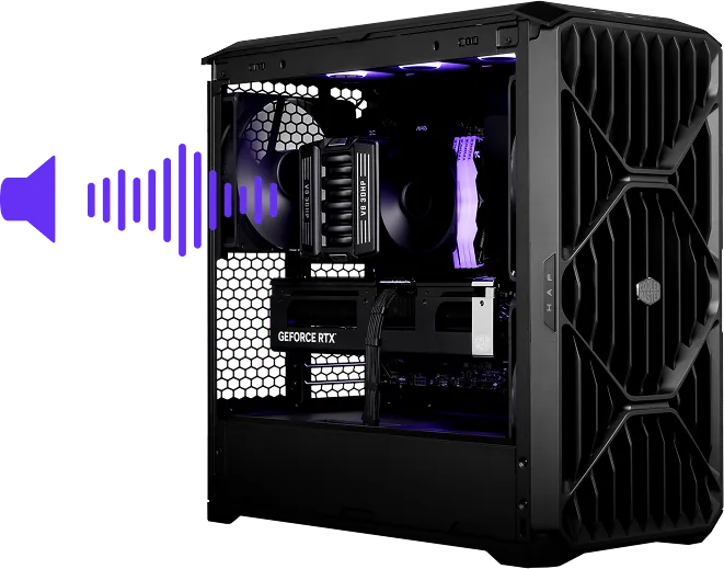 V8 ACE 3DHP가 장착된 PC와 음향 시각화