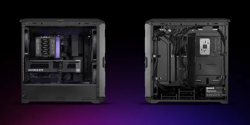 Front and rear internal views of the HAF II 500 showing cable routing